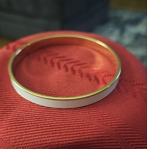 Monet Gold and White Bangle - Picture 5 of 5